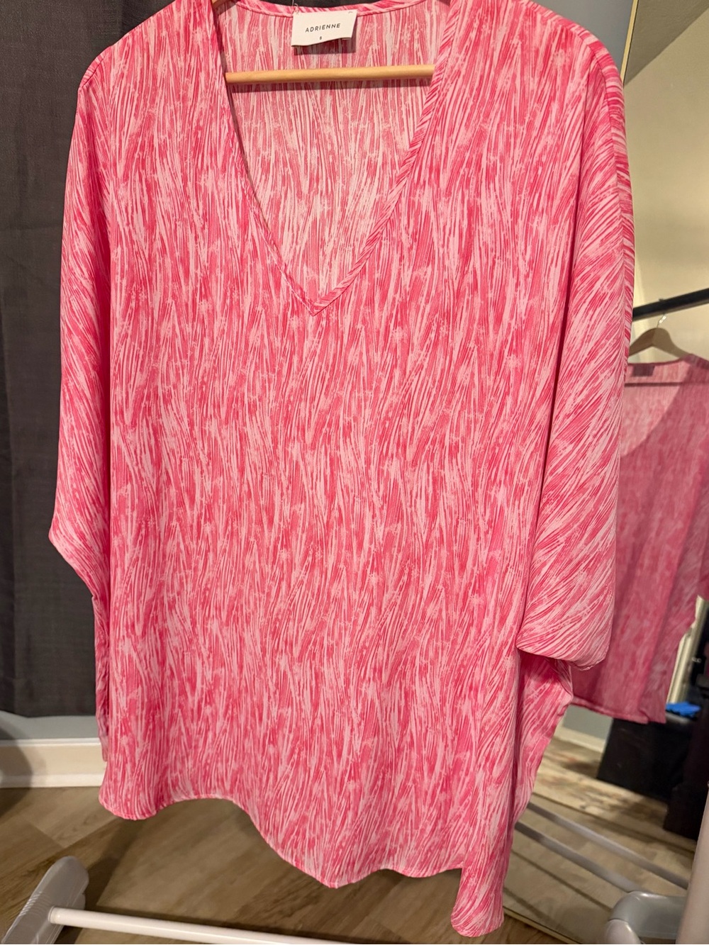 Adrienne Pink & White V-Neck Tunic Top